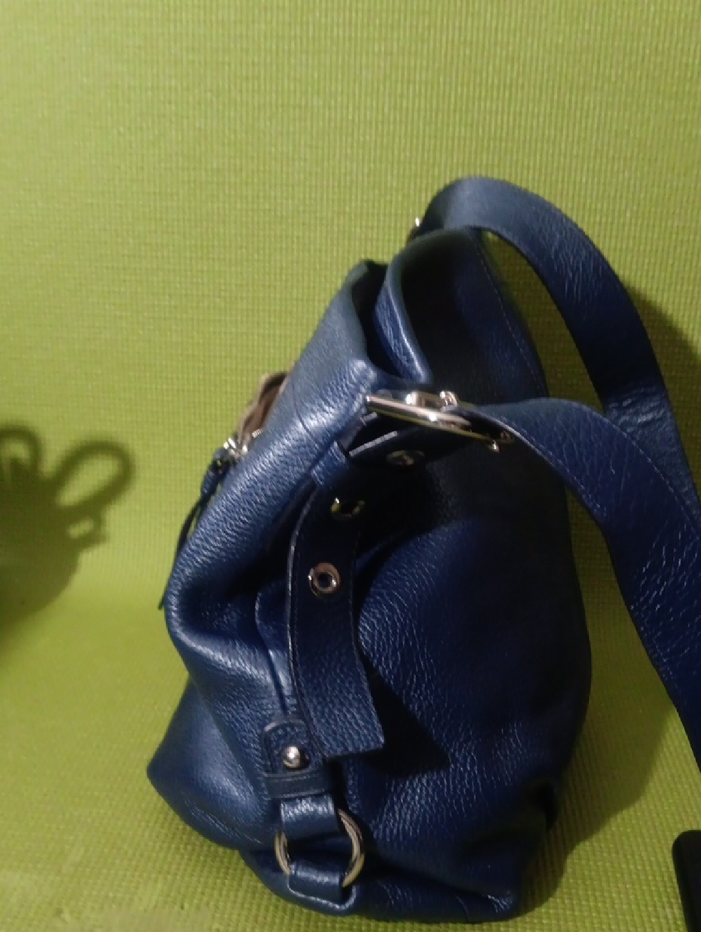 Coach Navy Blue Pebbled Leather Shoulder Bag - Picture 3 of 8